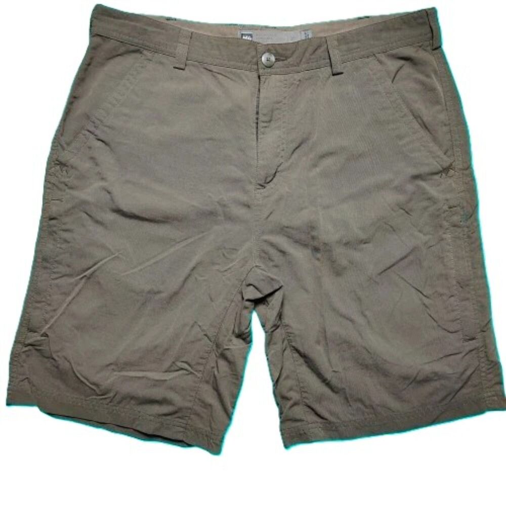REI Men’s Hiking Shorts 36 Olive Green Nylon Outdoor Casual Zipped Pockets
